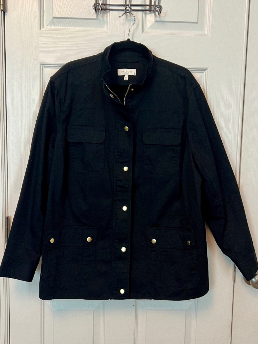 Talbots Black Twill Field Utility Jacket Women 22W Plus Gorpcore Barn Chore Coat